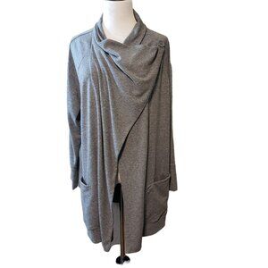 Chicos‎ Zenergy gray cardigan open front single button closure pockets size L